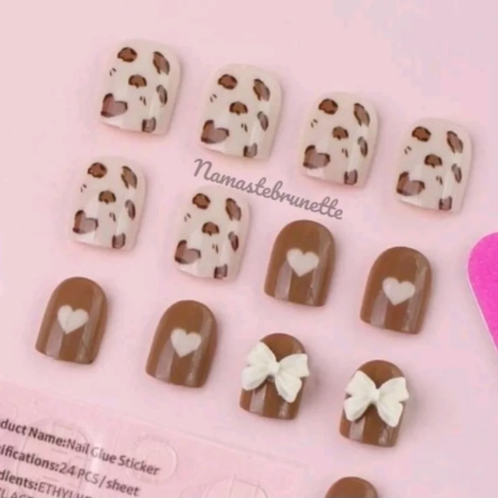 2/$16 Heart Bow Press On Nails